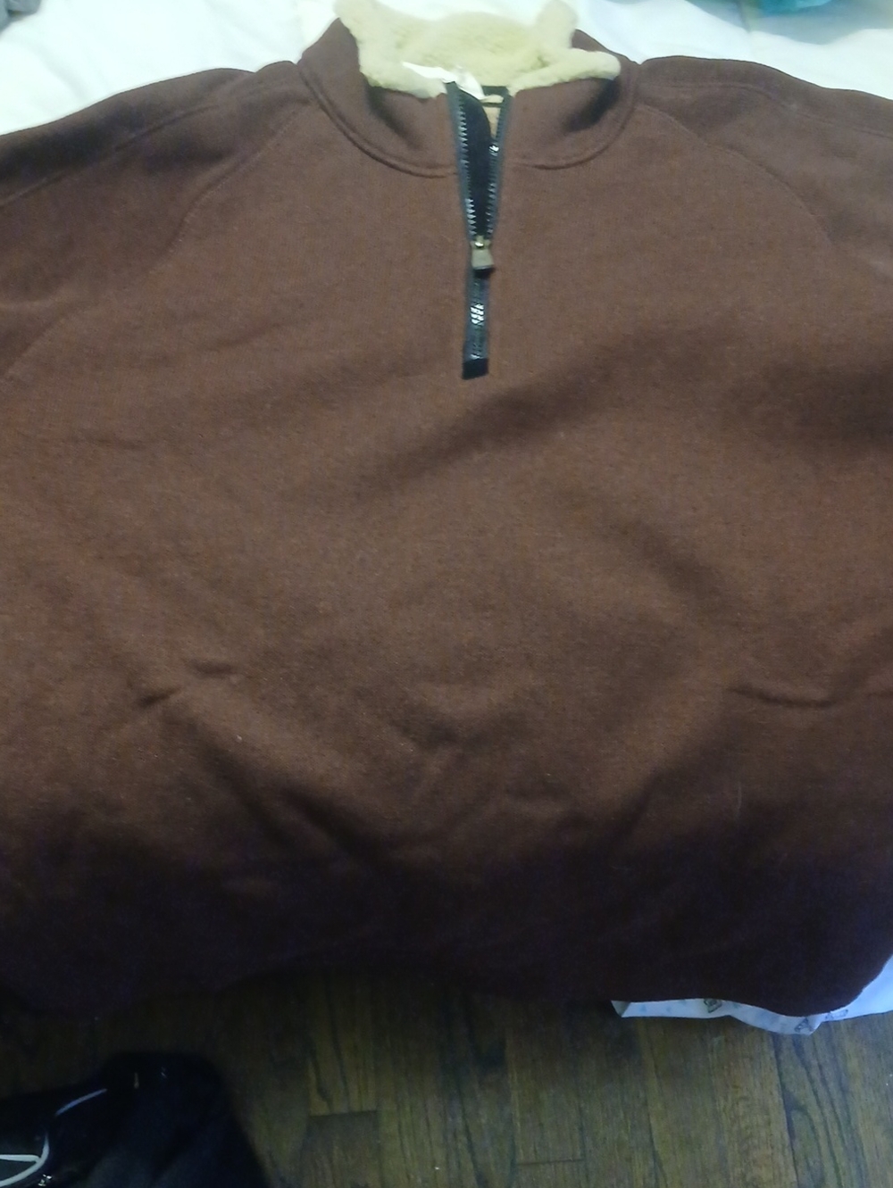 Arrow Men's Chestnut Brown Half-Zip Sweater with Sherpa Collar
